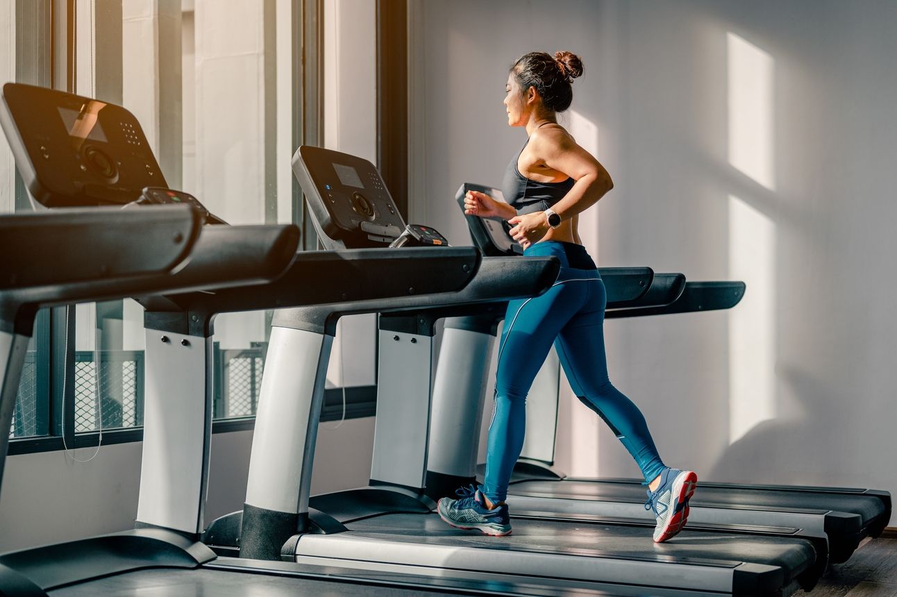 Woman running on treadmill