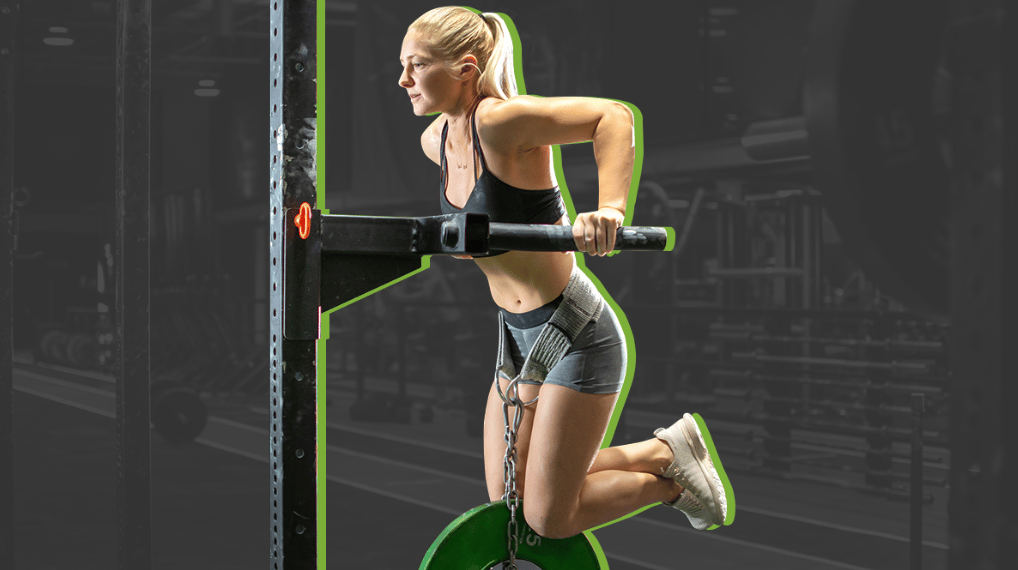 An athlete performs a tricep dip