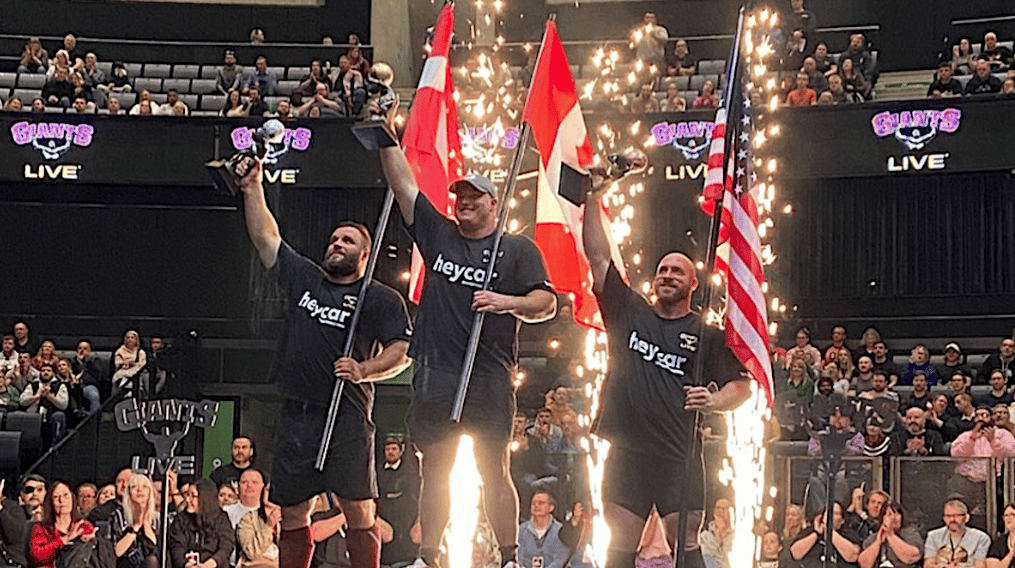 Mitchell Hooper on top of the Giants Live World Tour Finals podium