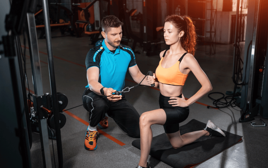 Athlete using cables for a workout
