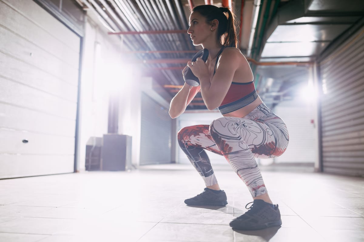 Athlete performing goblet squat