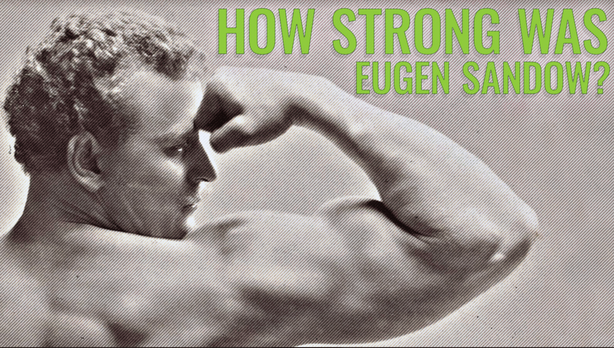 Eugen Sandow flexing an arm