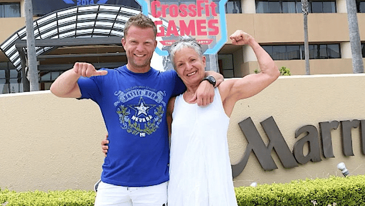 Joke Dikhoff poses with her son