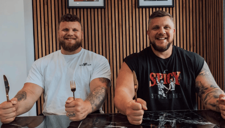 Tom and Luke Stoltman prepare for a hearty breakfast