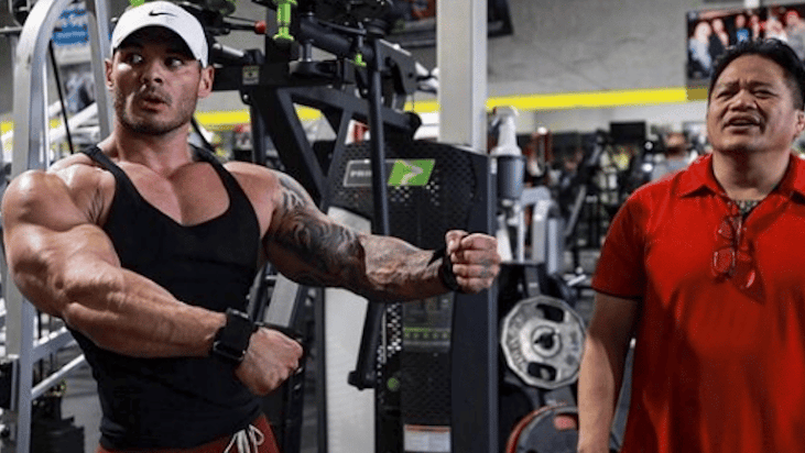 Jeremy Buendia working out his shoulders