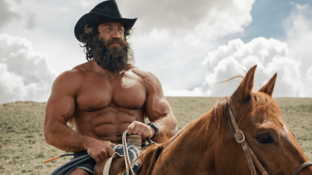 Brian "The Liver King" Johnson on a horse