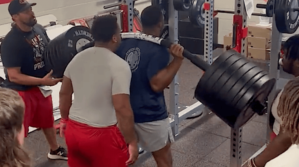 Nick Chubb squatting July 2022