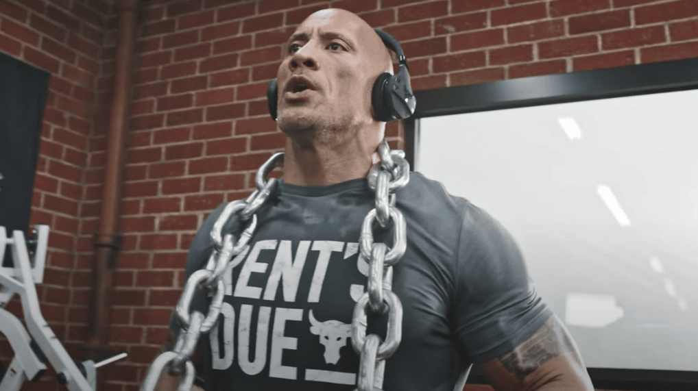 The Rock working out