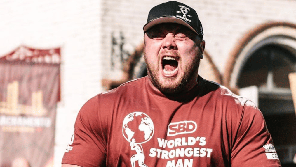 Athlete screaming during 2023 World's Strongest Man