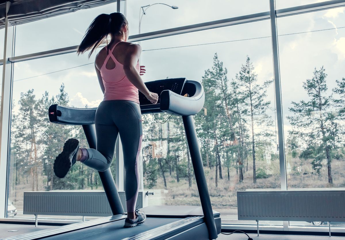 Woman on treadmill working out