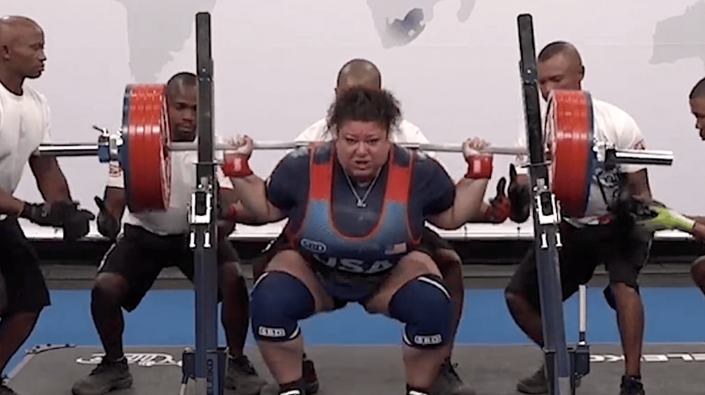 Bonica Brown hitting a squat during the 2022 IPF Worlds